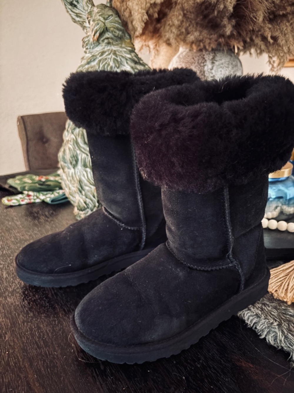 UGG Black Plush Shearling Boot